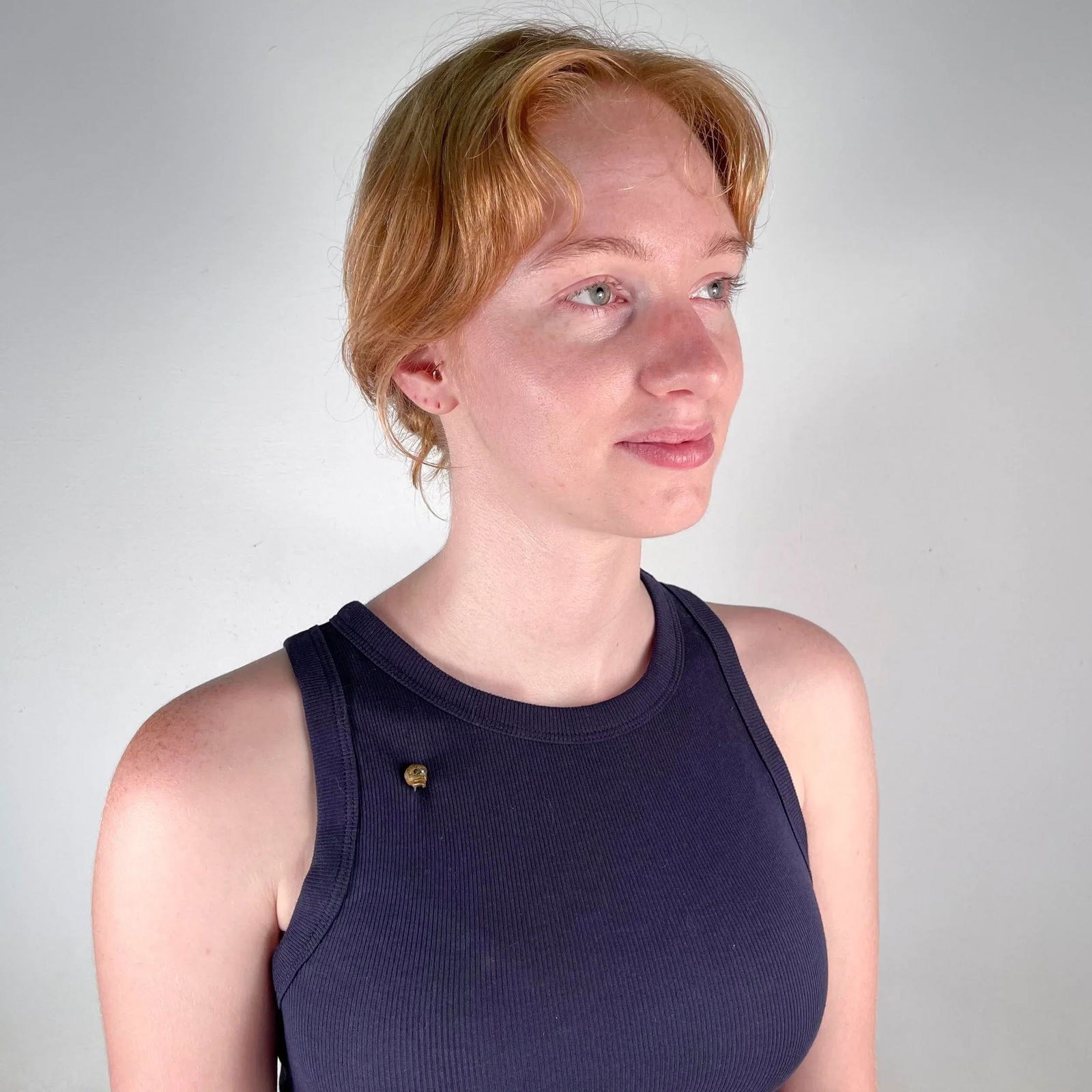 Old or Antique Estate Bronze Skull Memento Mori Stick Pin With Glass Eyes - 2