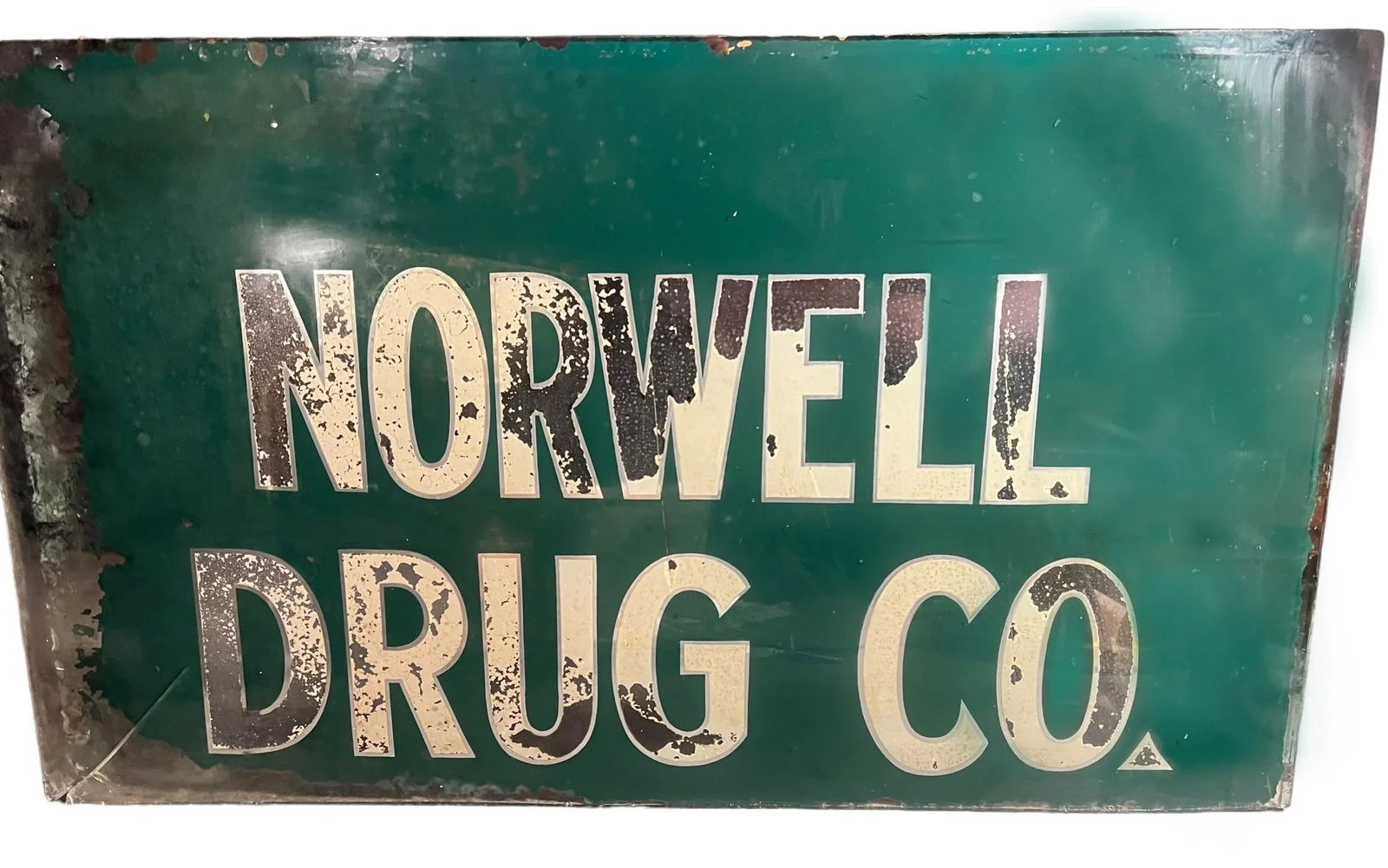 Vintage 1950's Drug Pharmacy Reverse Painted Glass Advertisement Sign for Norwell Drug Co. - 2