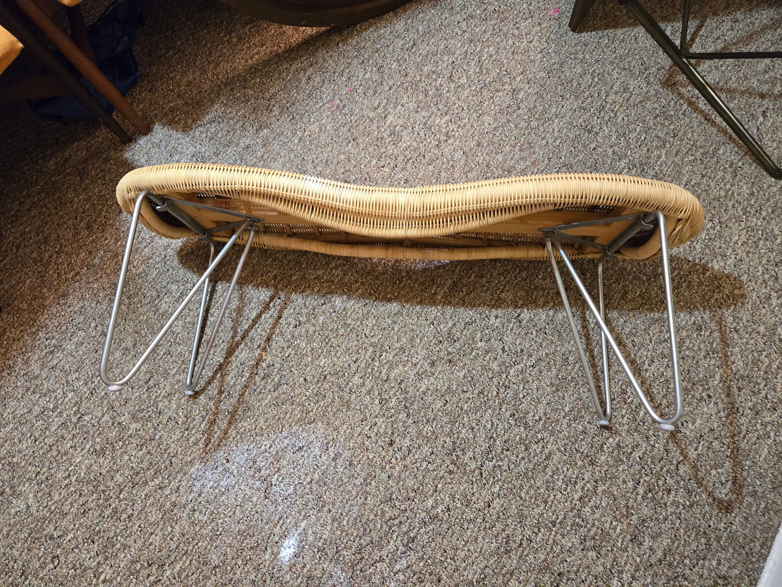 1980s Wicker Ikea Peanut Stool Bench - 2