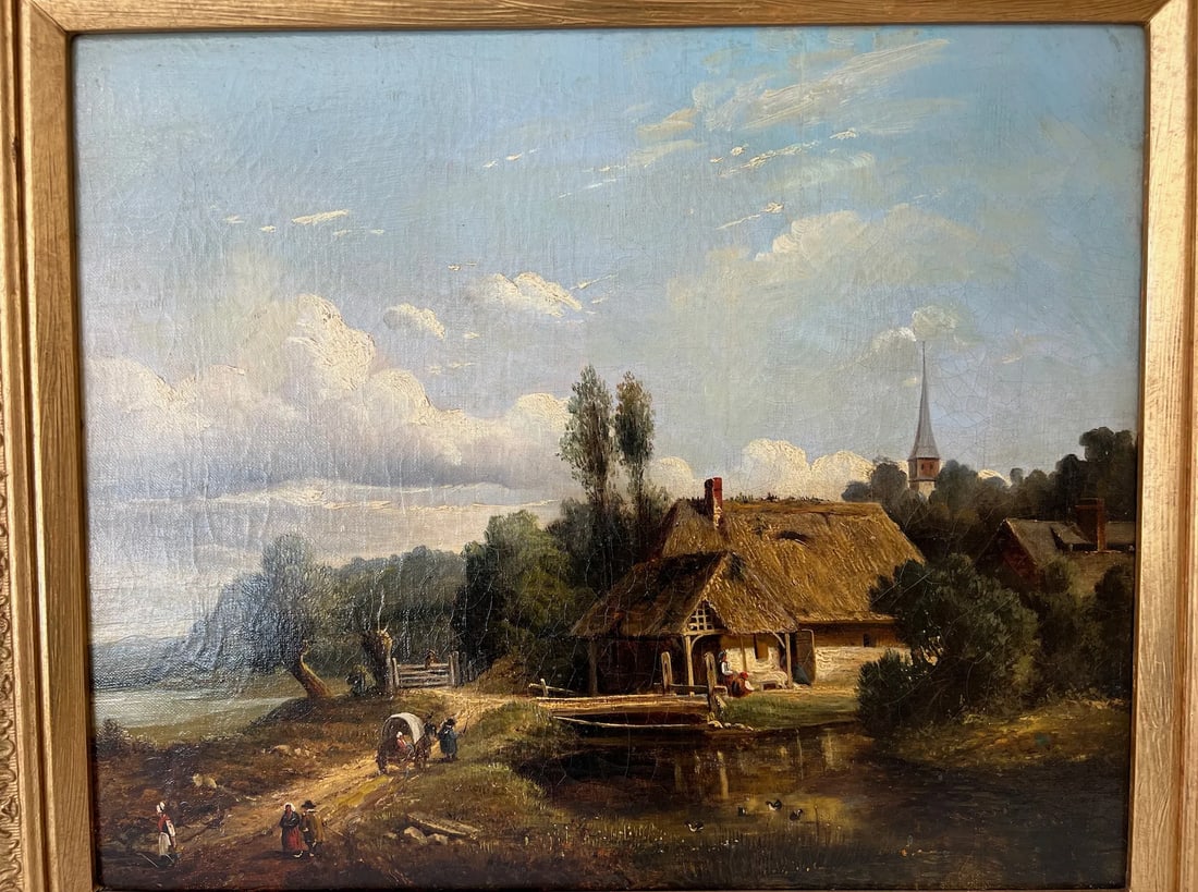 Arthur James Stark Thatched Cottage Landscape Painting, Framed - 10