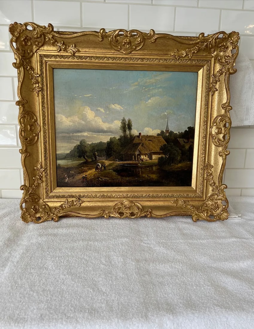Arthur James Stark Thatched Cottage Landscape Painting, Framed - 2