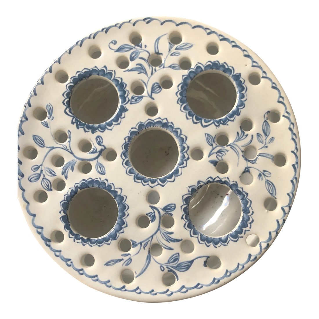 1980s Mottahedeh White and Blue Flower Holder (1 of 3)