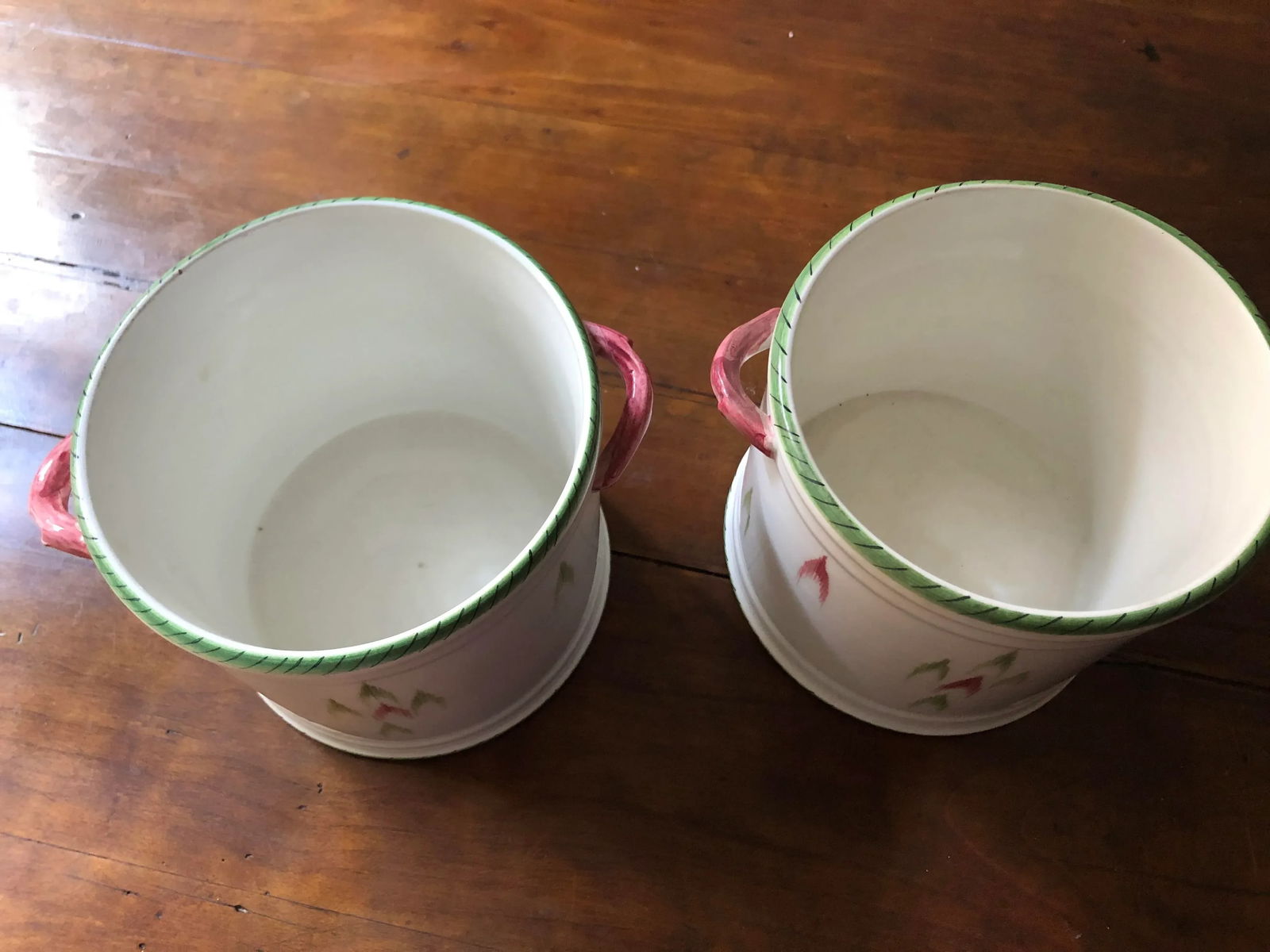 Pair of Late 20th Century Italian Este Ceramiche FaÃ¯ence Cachepots 1970 - 2