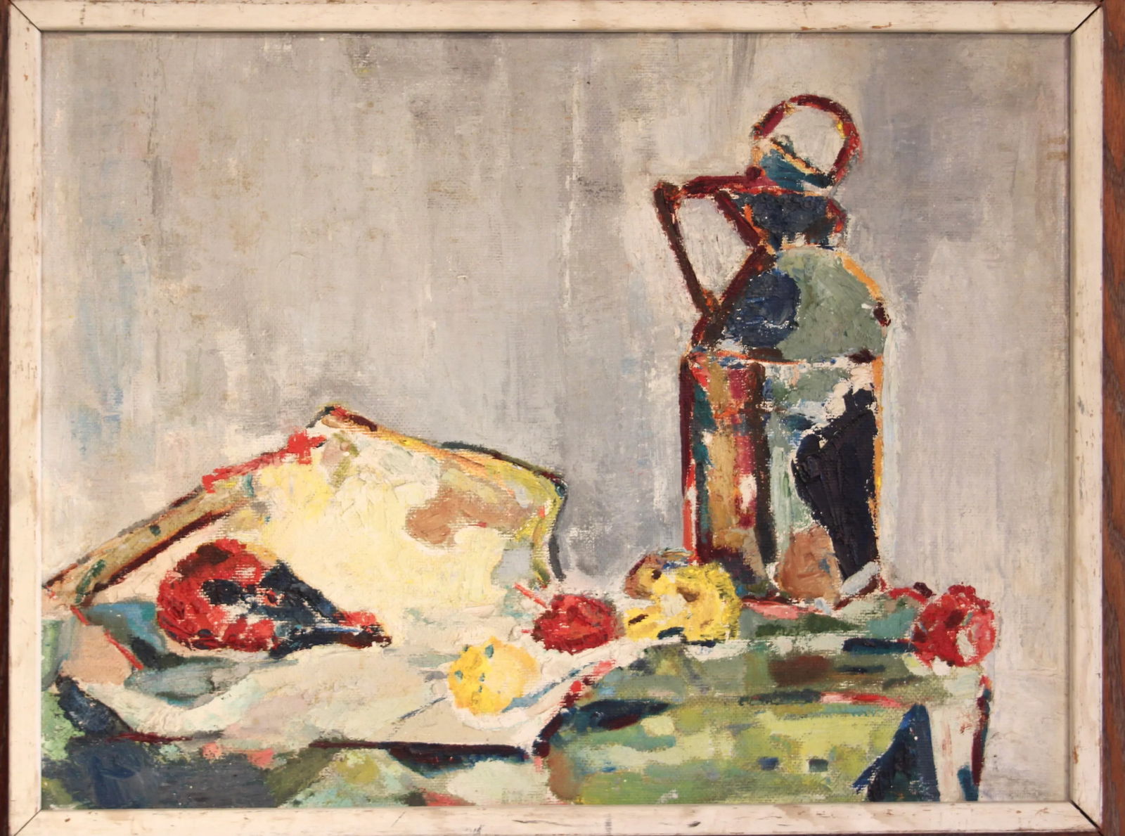 1950s Vintage Oil on Board Painting Framed Still Life Modernist MCM Signed 22" X 28" - 3