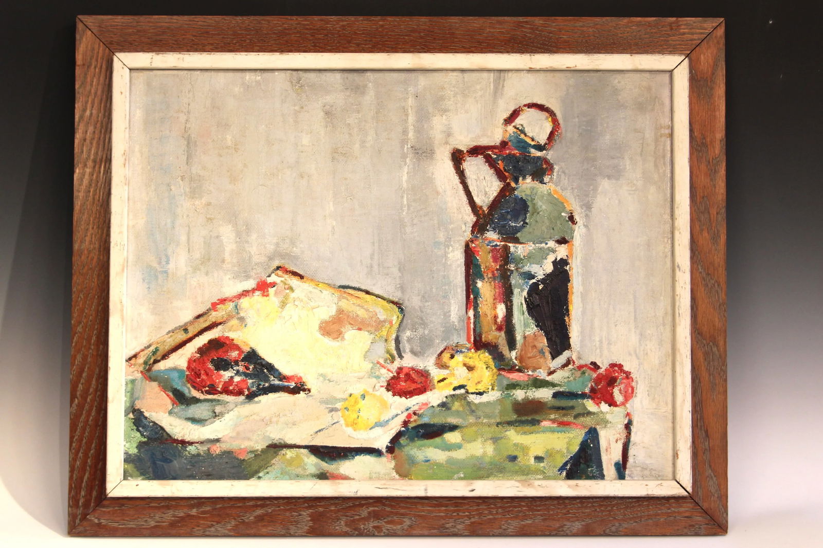 1950s Vintage Oil on Board Painting Framed Still Life Modernist MCM Signed 22" X 28" - 4