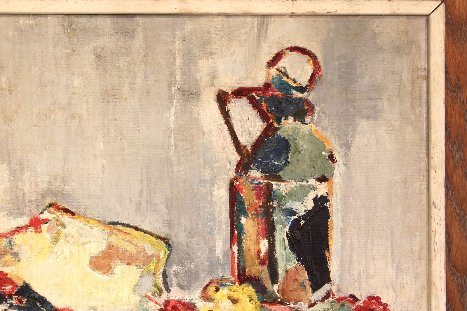 1950s Vintage Oil on Board Painting Framed Still Life Modernist MCM Signed 22" X 28" - 5