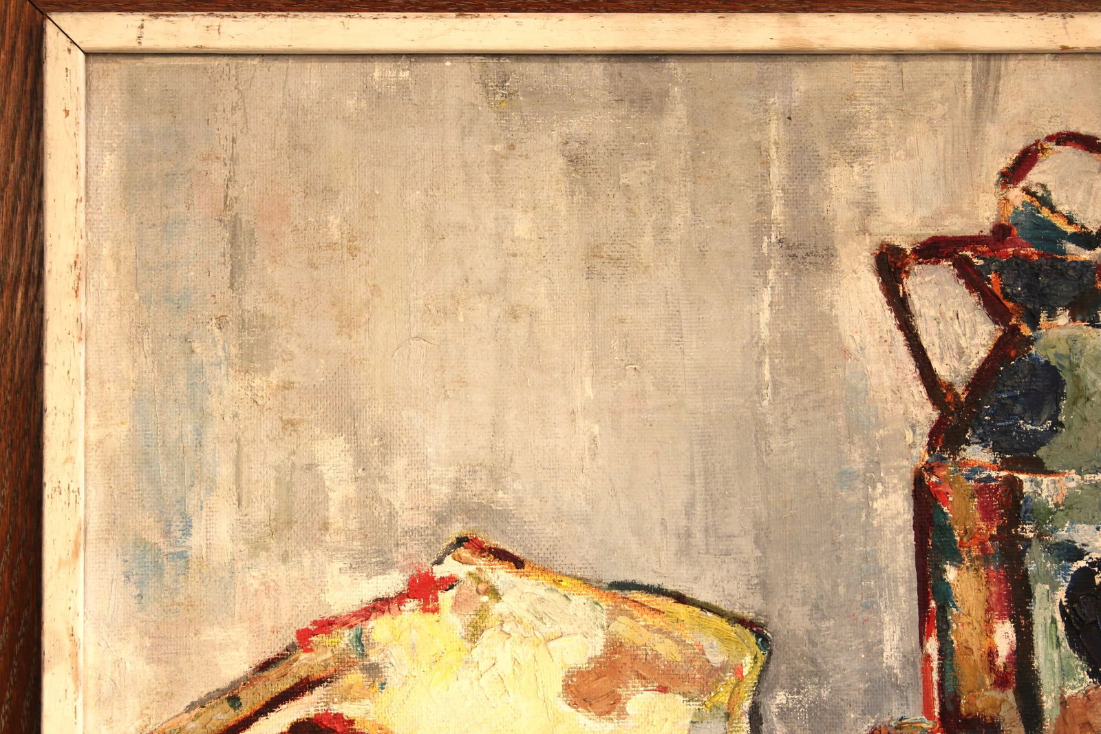 1950s Vintage Oil on Board Painting Framed Still Life Modernist MCM Signed 22" X 28" - 8