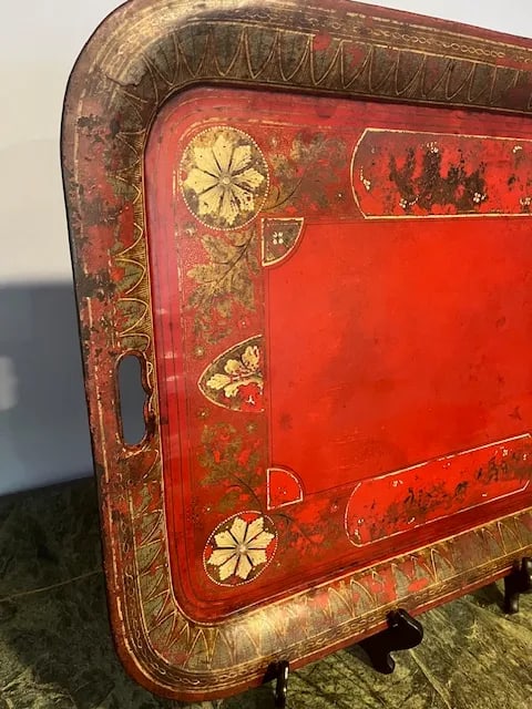 Early 19th Century English Polychromed Tole Tray on Stand - 10