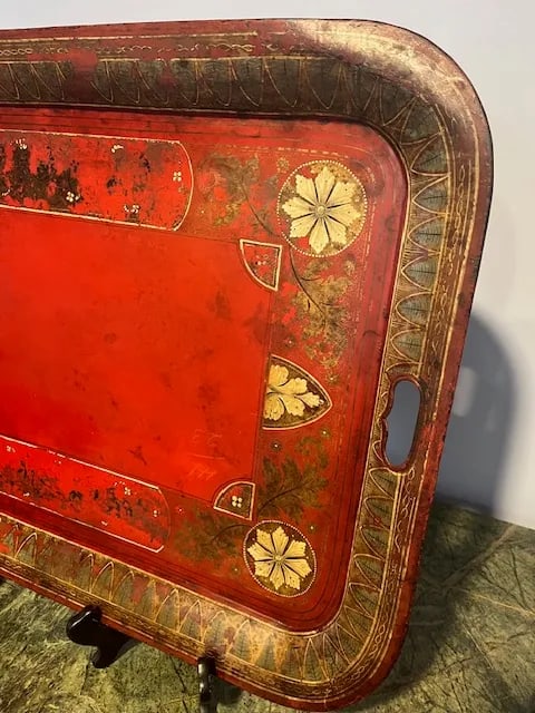Early 19th Century English Polychromed Tole Tray on Stand - 11