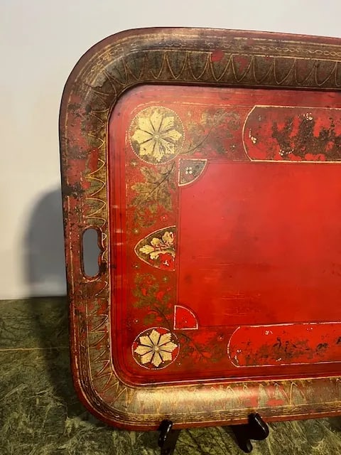 Early 19th Century English Polychromed Tole Tray on Stand - 6