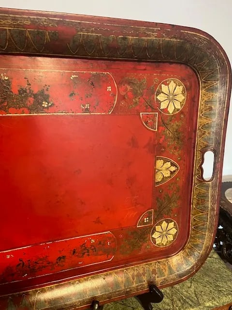 Early 19th Century English Polychromed Tole Tray on Stand - 7