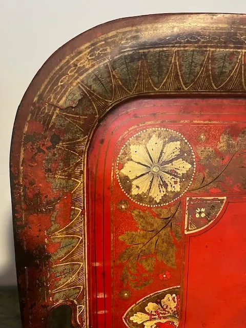 Early 19th Century English Polychromed Tole Tray on Stand - 8