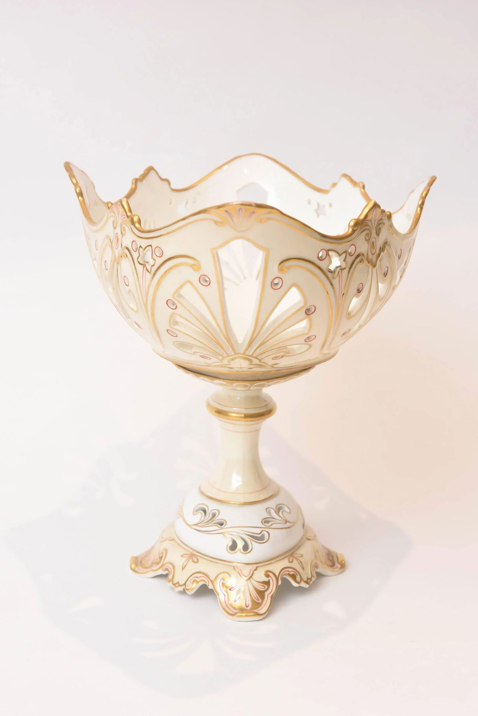 19th Century Old Paris Porcelain Centerpiece, Hand-Painted Florals - 5