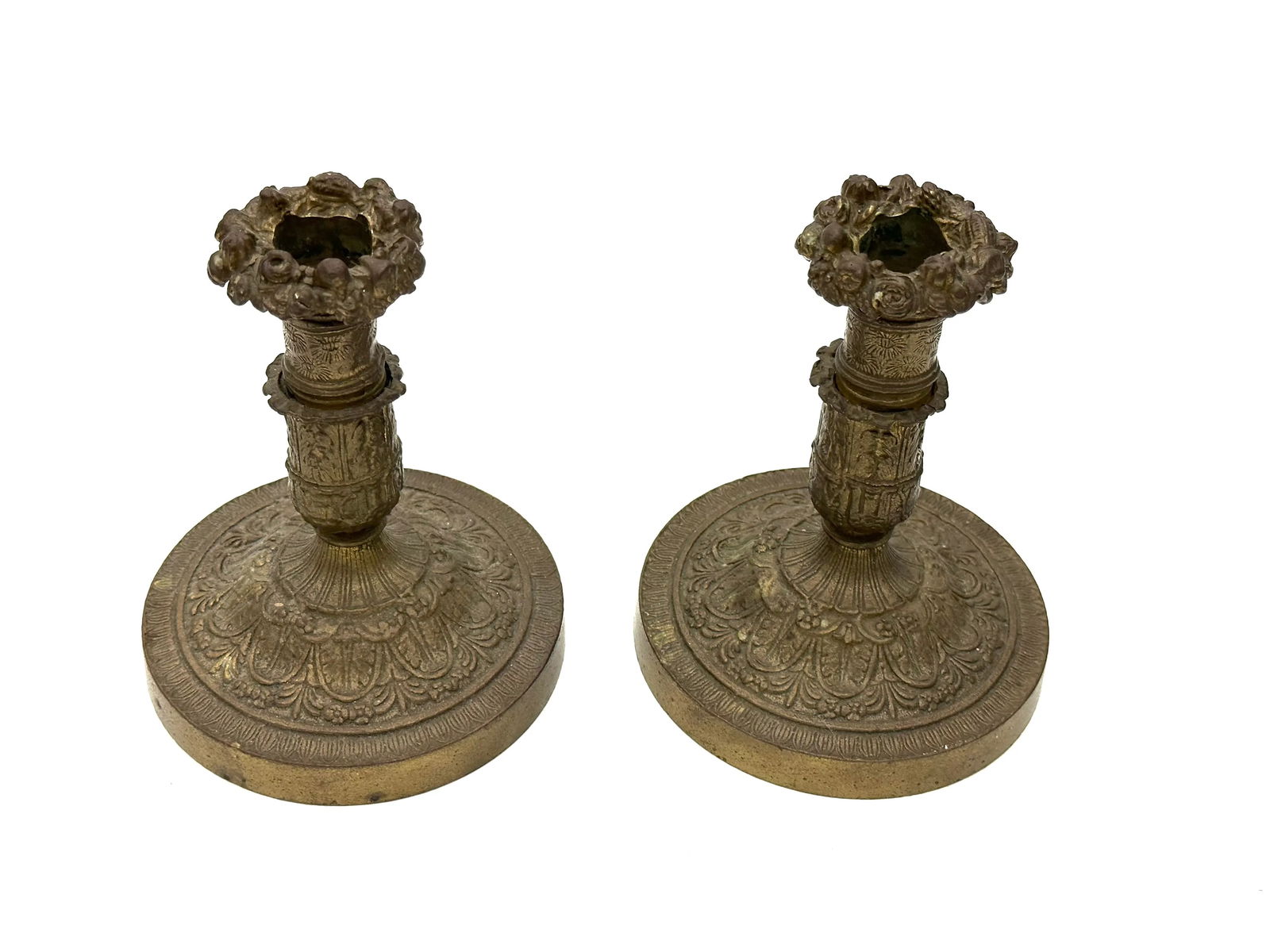 Pair of Late 19th Century French Empire Neoclassical Bronze Candlesticks - 6