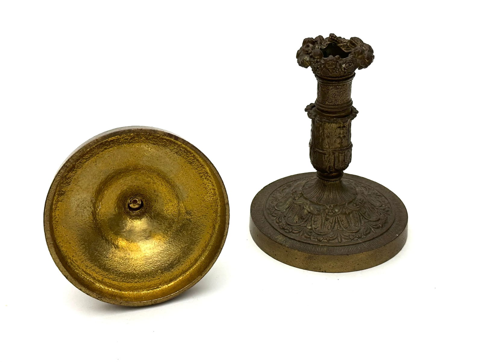 Pair of Late 19th Century French Empire Neoclassical Bronze Candlesticks - 8