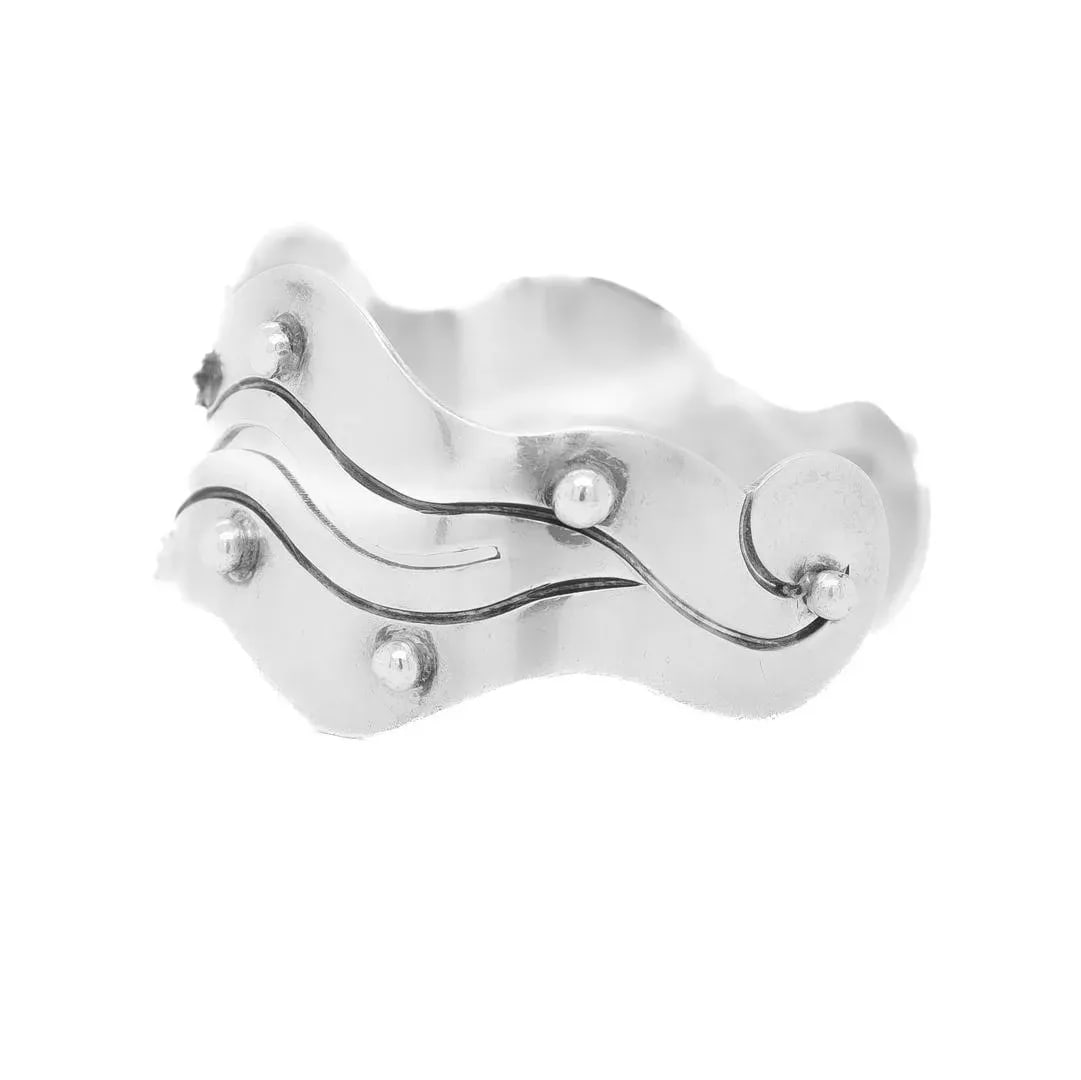 Vintage Mexican Citlali Sterling Silver Mid-Century Modern Cuff Bracelet - 4