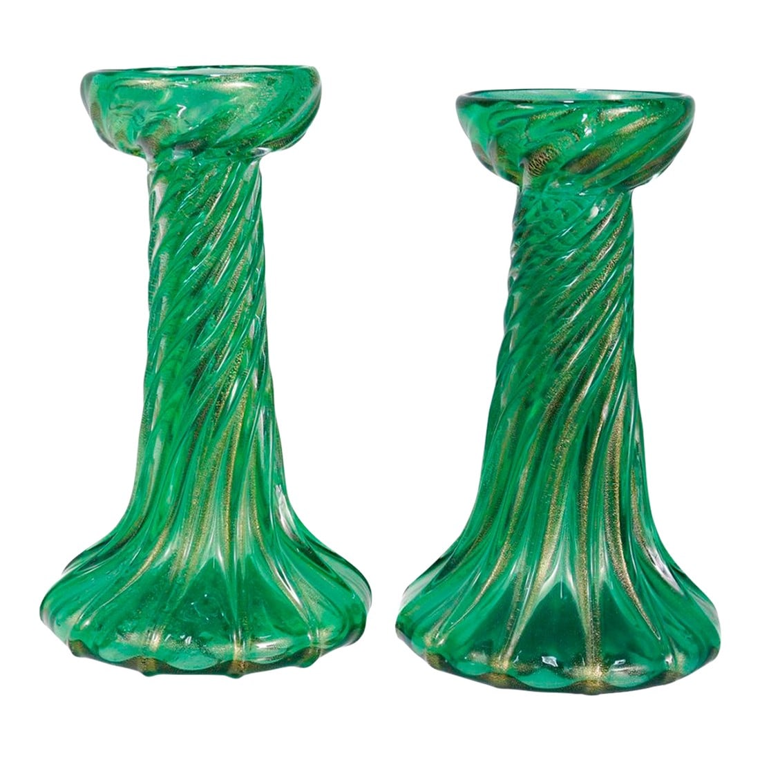 Pair of Signed Archimede Seguso / Tiffany & Co. Murano Glass Twist Candlesticks (1 of 11)