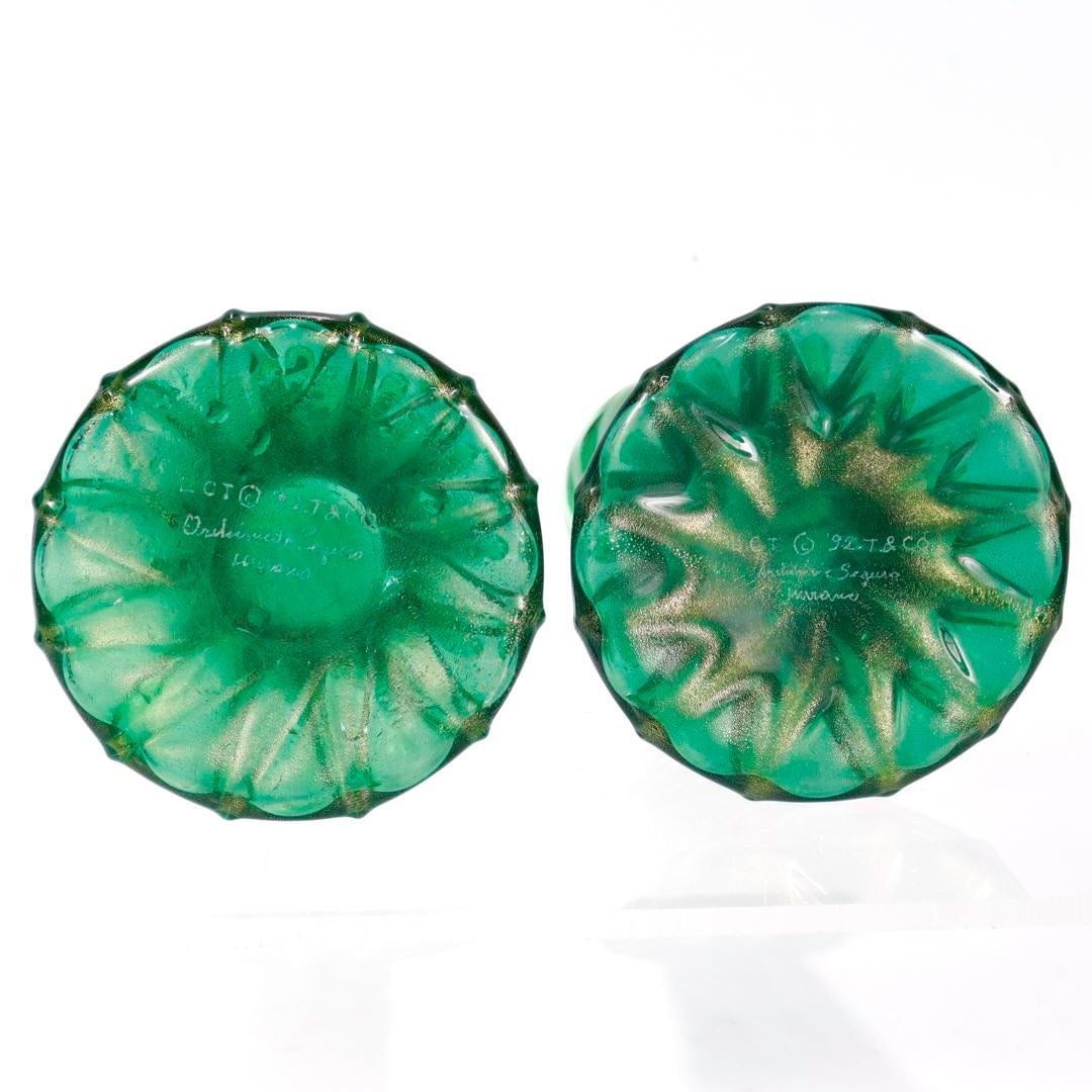 Pair of Signed Archimede Seguso / Tiffany & Co. Murano Glass Twist Candlesticks - 6