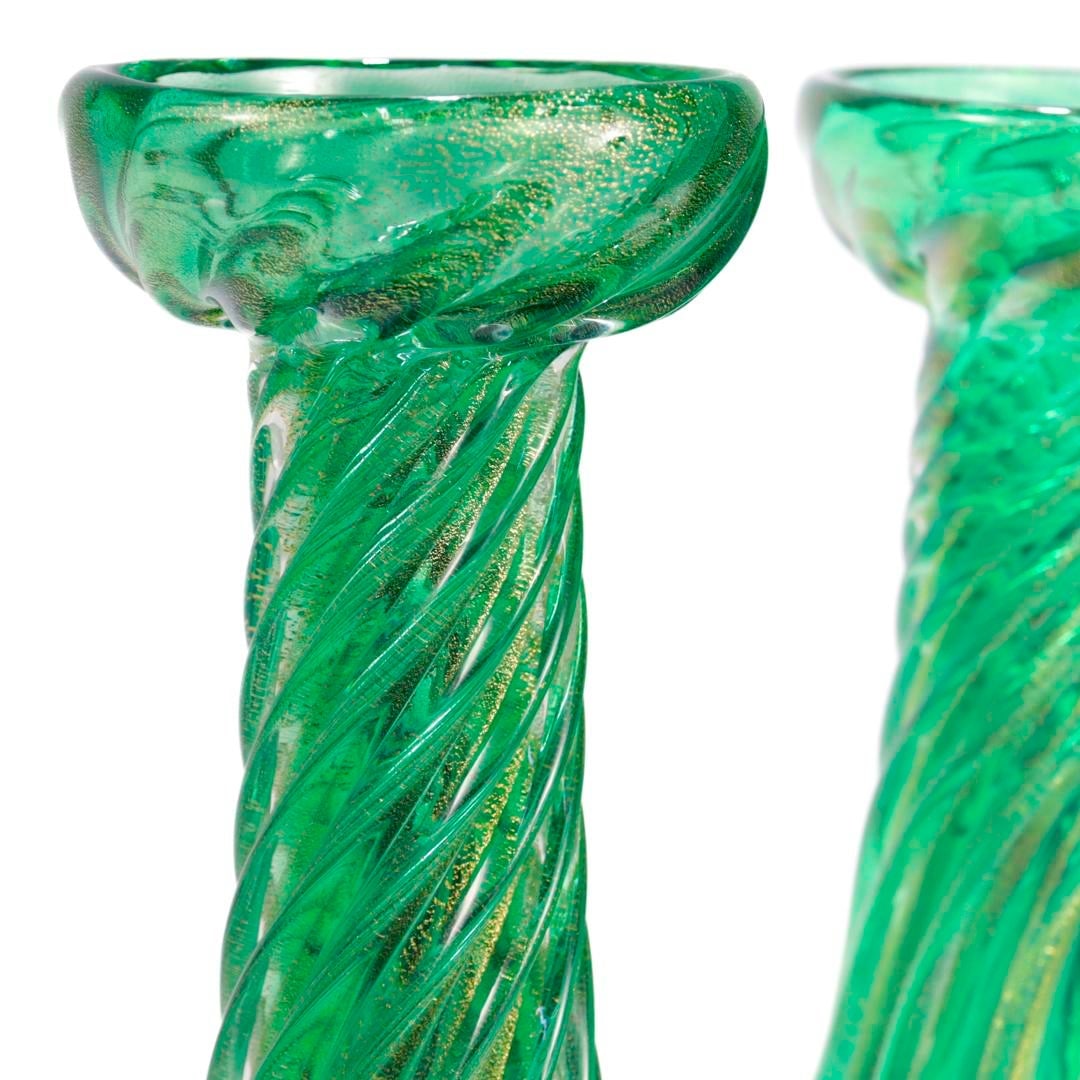 Pair of Signed Archimede Seguso / Tiffany & Co. Murano Glass Twist Candlesticks - 9