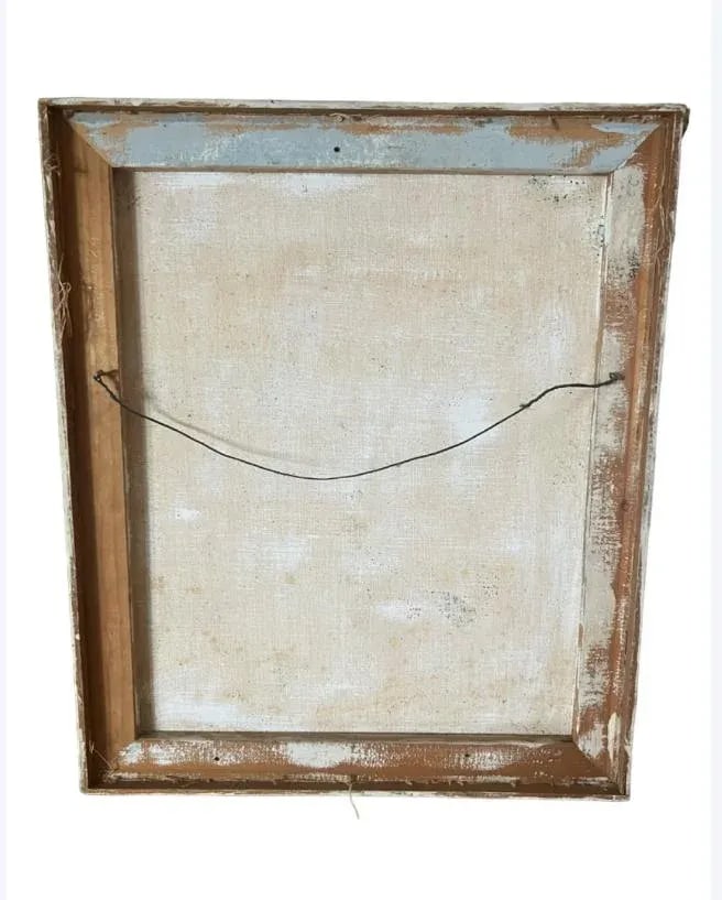 Vintage Oil Painting Ship Boat Pirates Masts Earth Tones Framed Signed - 2