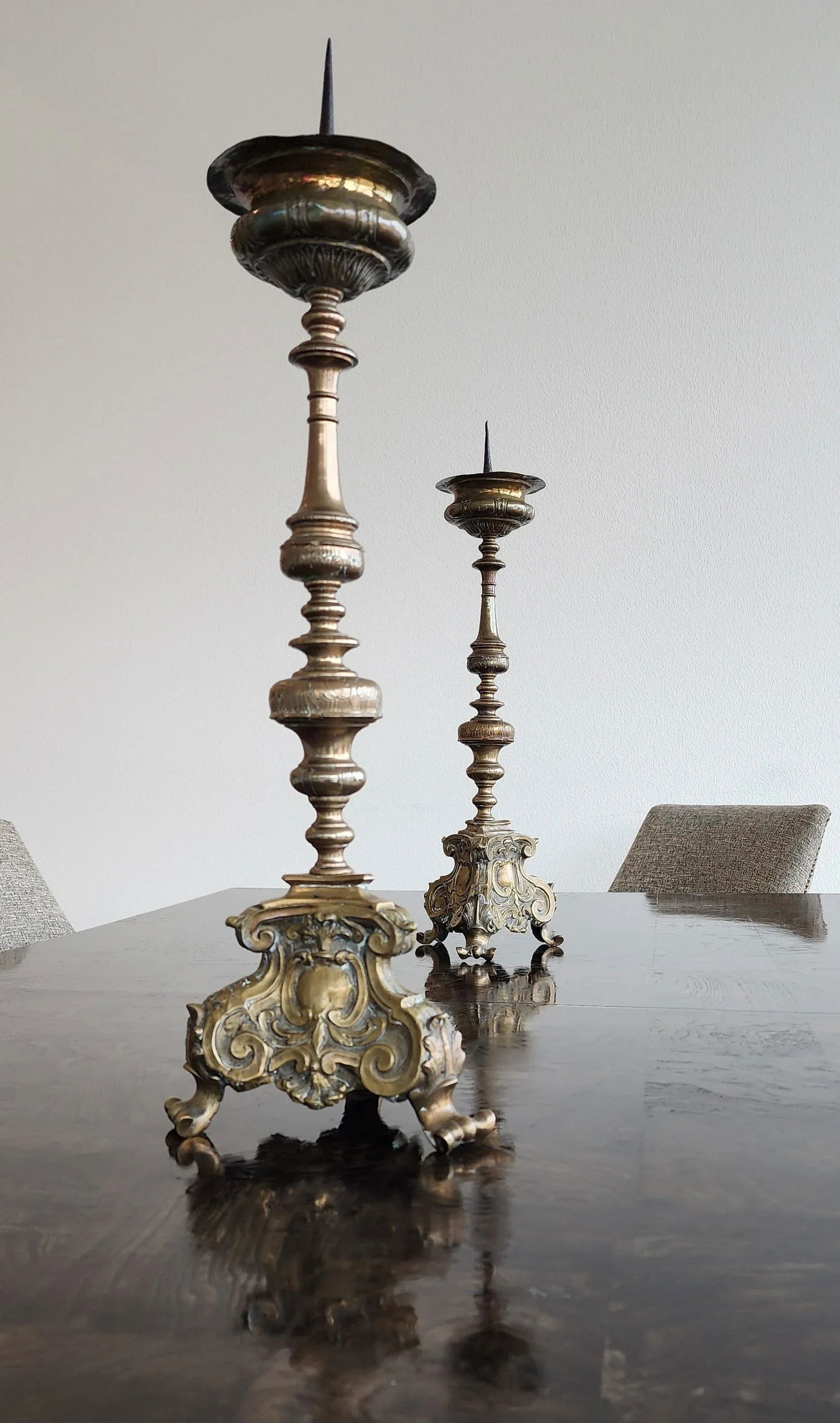 Antique Italism Bronze Candlesticks- Set of 2 - 2