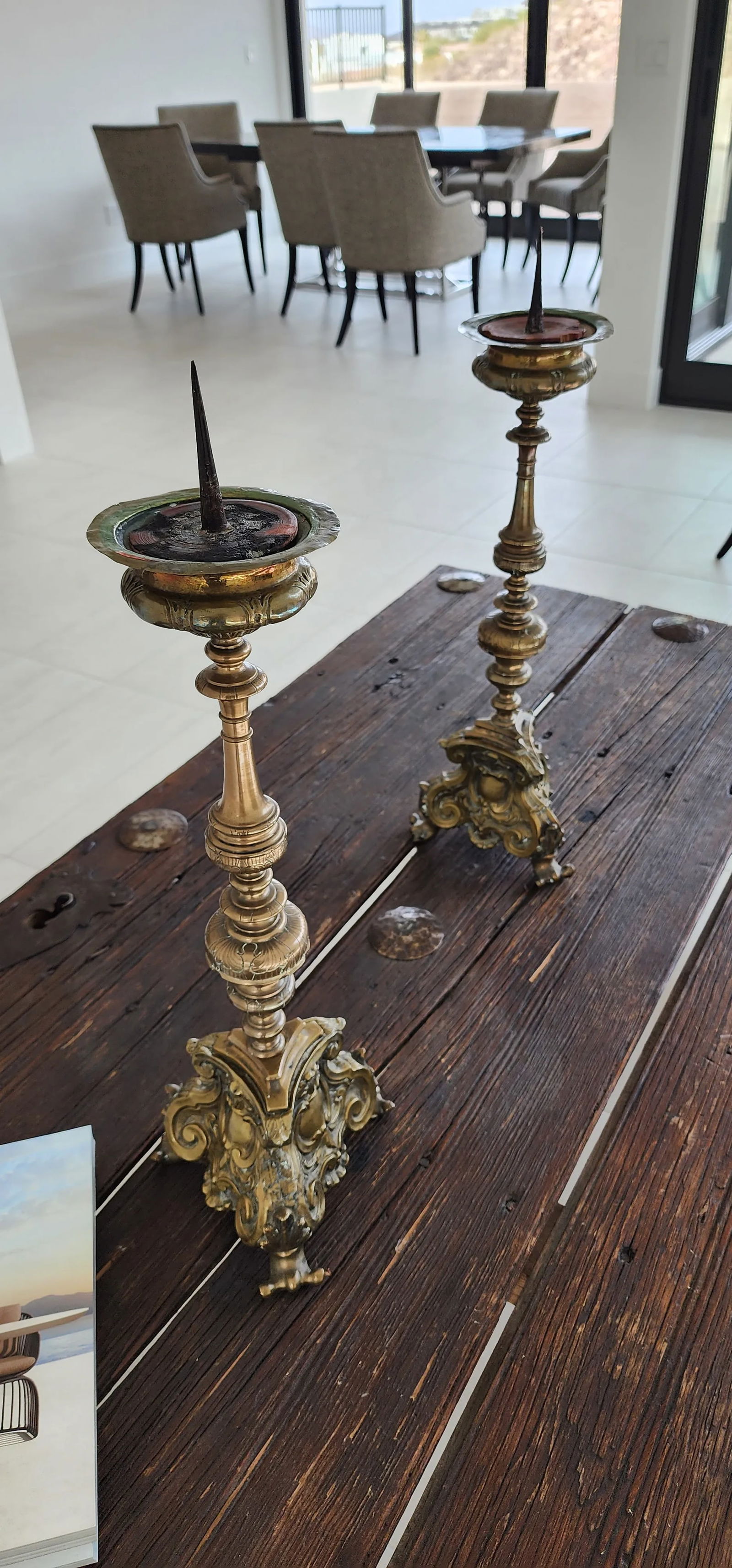 Antique Italism Bronze Candlesticks- Set of 2 - 4