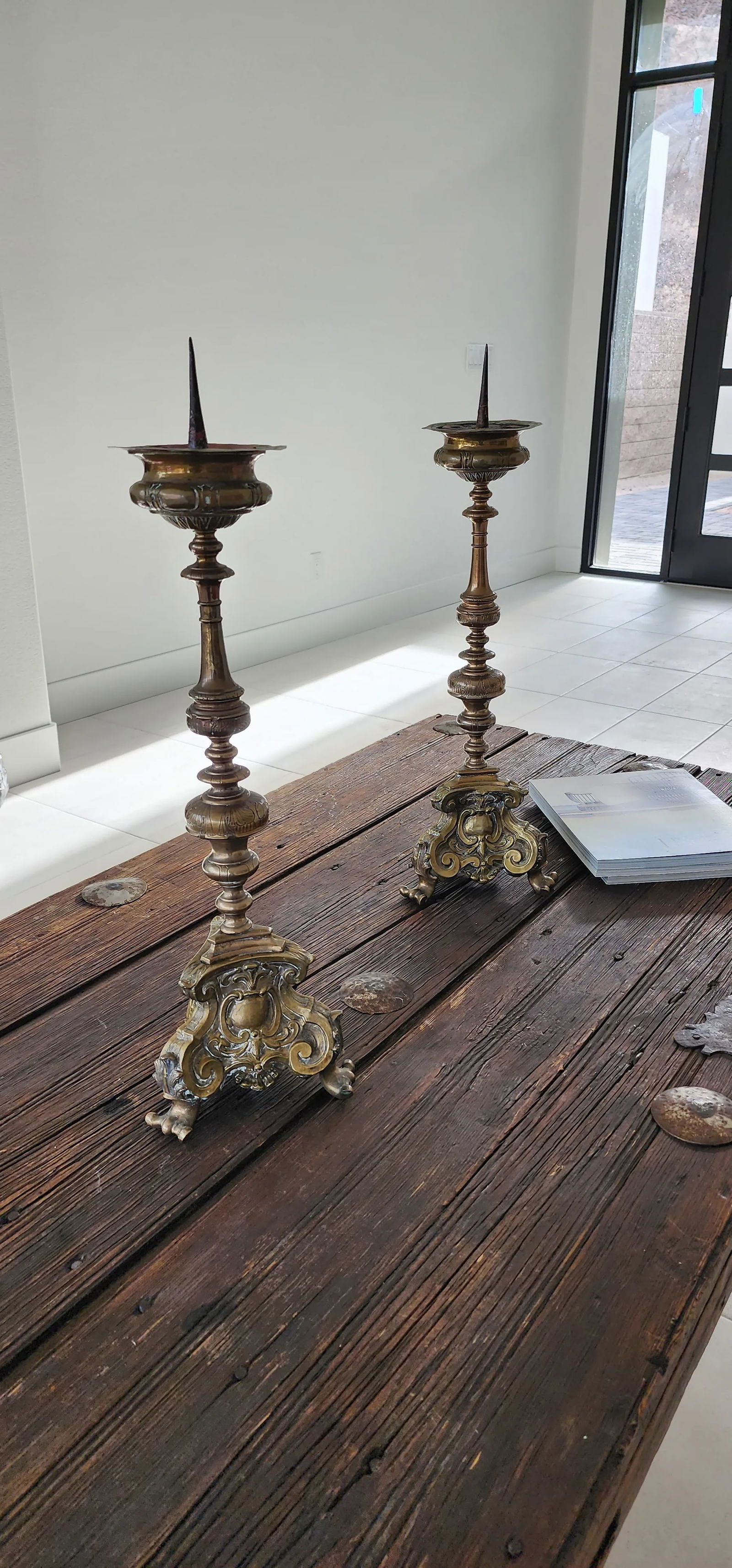 Antique Italism Bronze Candlesticks- Set of 2 - 5