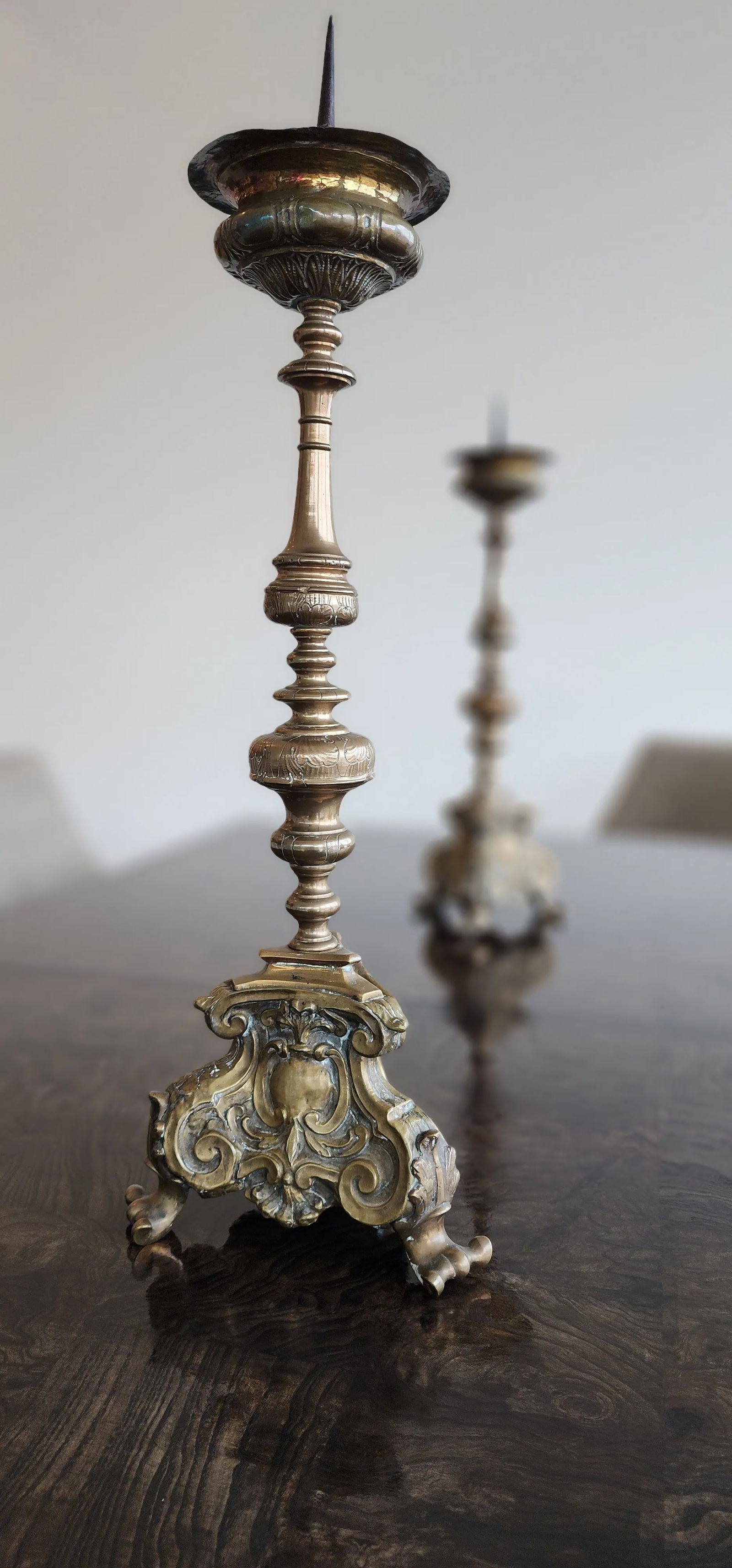 Antique Italism Bronze Candlesticks- Set of 2 - 8