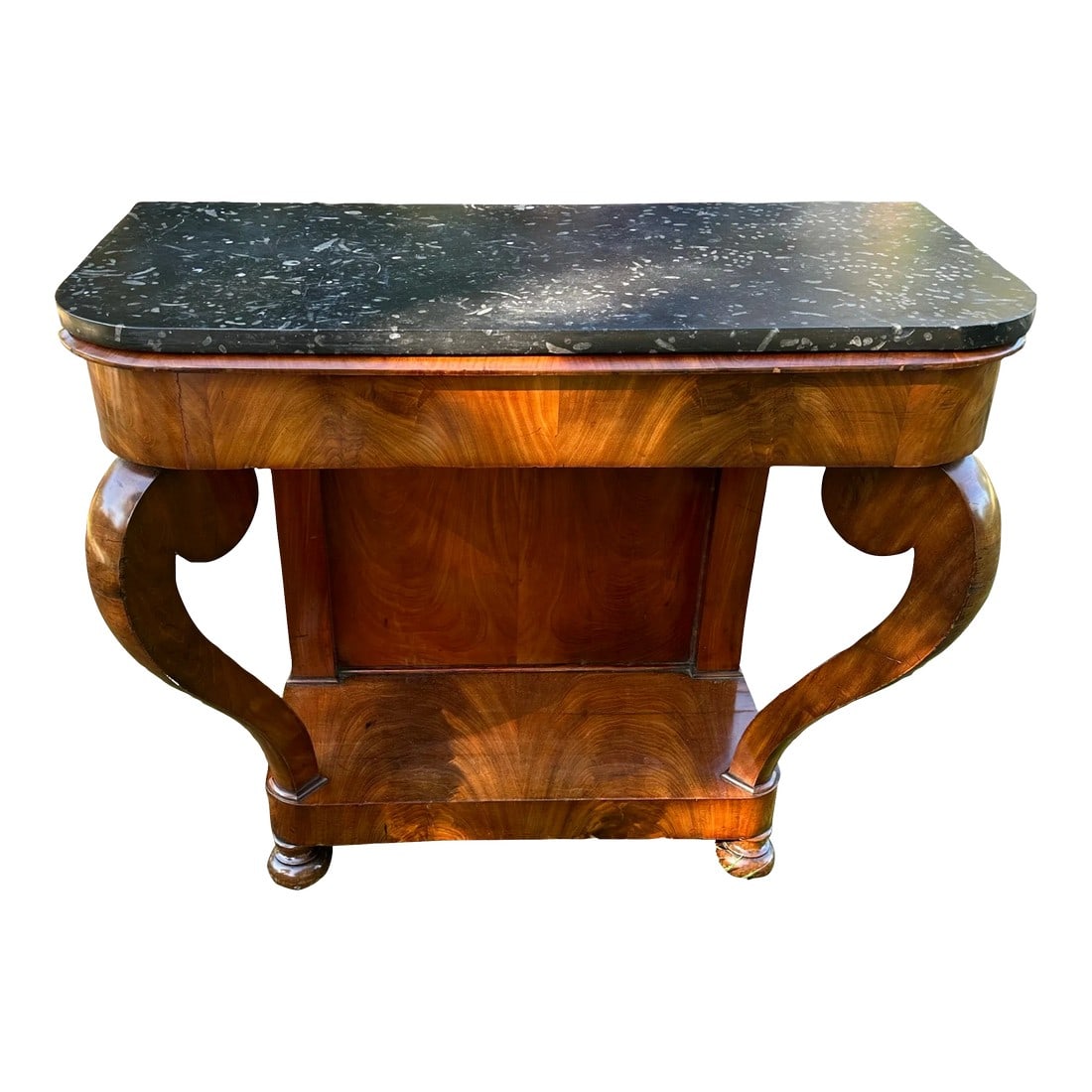 19th Century French Louis Philippe Mahogany Marble Top Console (1 of 7)