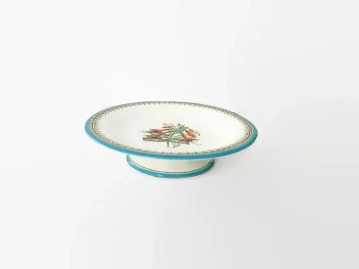 Antique Royal Worcester Victorian Floral Turquoise Dessert Plates and Compote - Set of 7 - 4