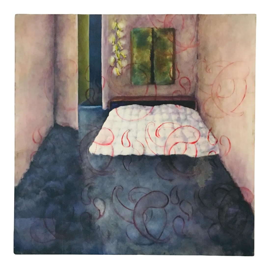 Jeanne Marie Wasilik Large Original Painting on Canvas Signed Modern Art: Beautiful large surrealist painting on canvas, Jeanne Marie Wasilik is a contemporary artist living in New York. Excellent condition, signed and dated on the back. Numerous key galleries and museums h