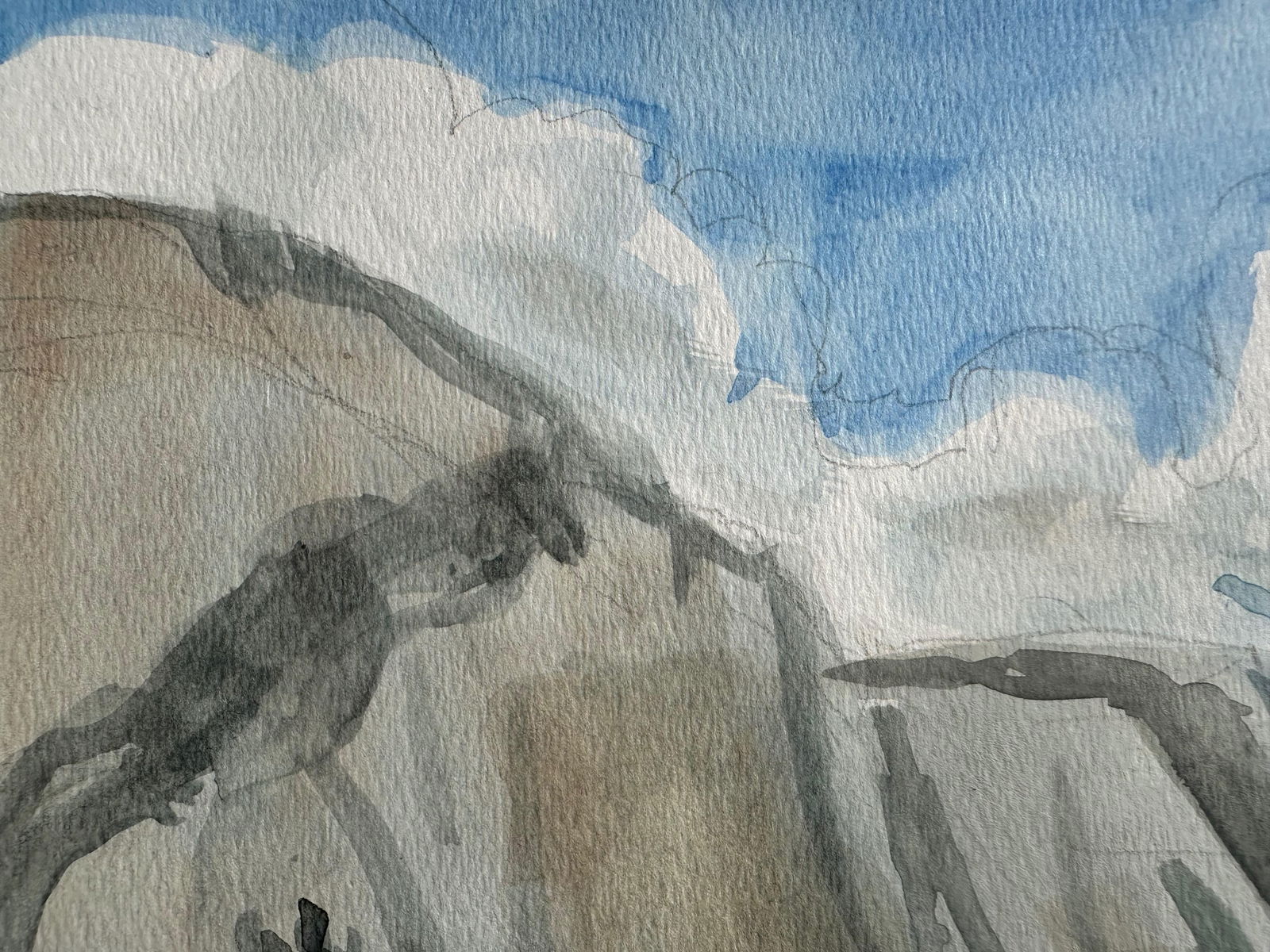 1960s Watercolor Landscape Painting of Crystal Blue Lake - 3