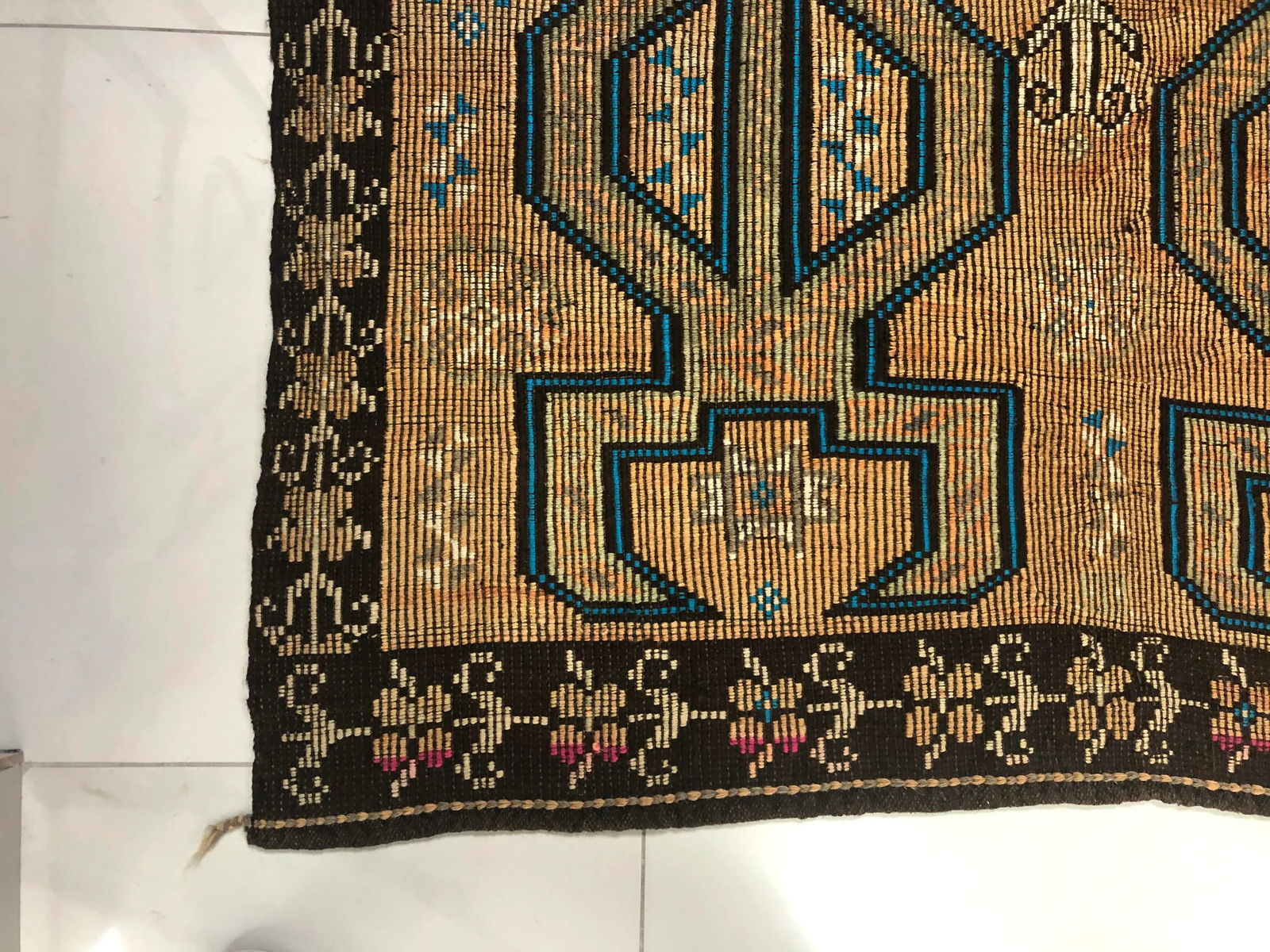 Geometric Design Turkish Anatolian Vintage Area Kilim Rug 4'8" x 9'1" - 10