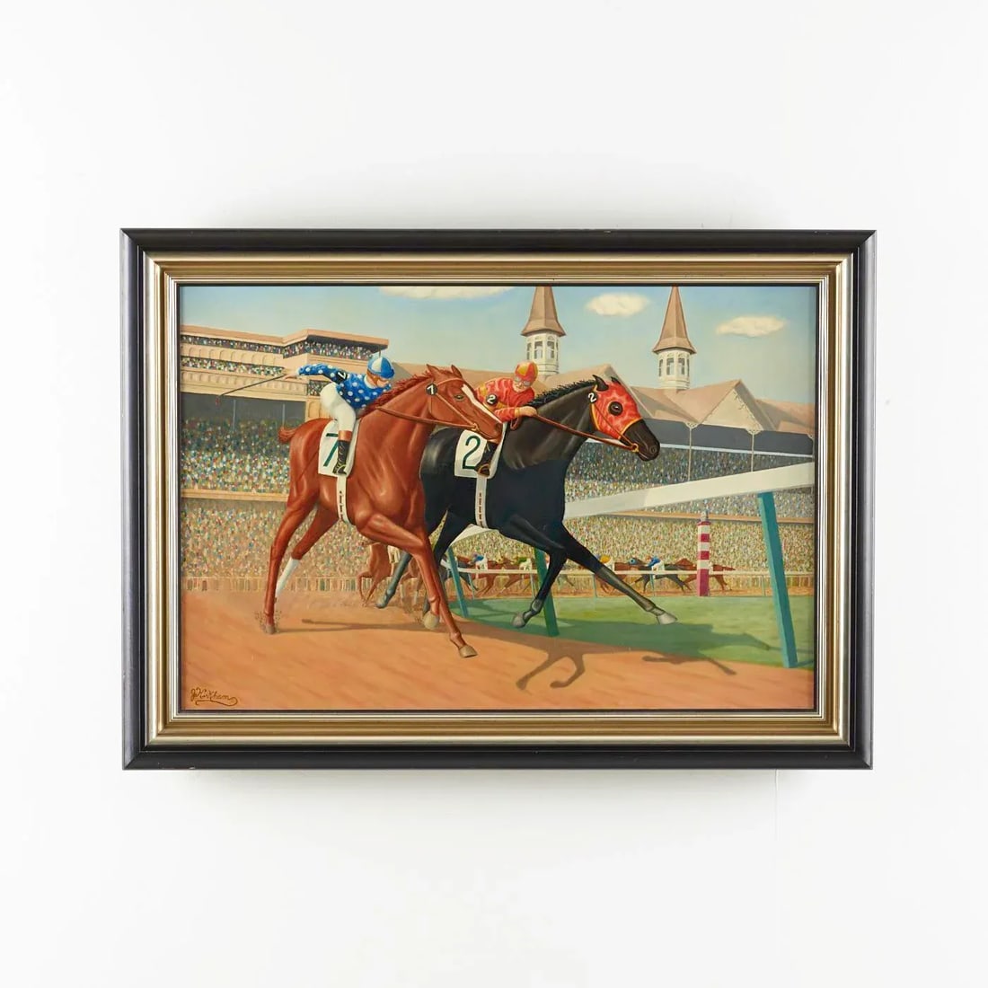 1960s Vintage Kentucky Derby Race Large Acrylic Painting - 4