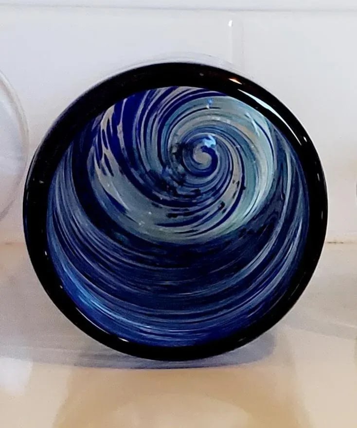 Mid 20th Century Swirling Blues Handblown Vase - 3