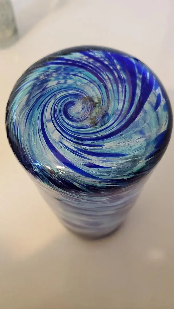 Mid 20th Century Swirling Blues Handblown Vase - 4