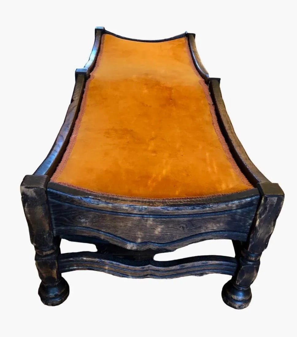 Antique Hardwood Hand Carved Low Upholstered Bench by O'Conner, Moffat & Co. Furniture - 10