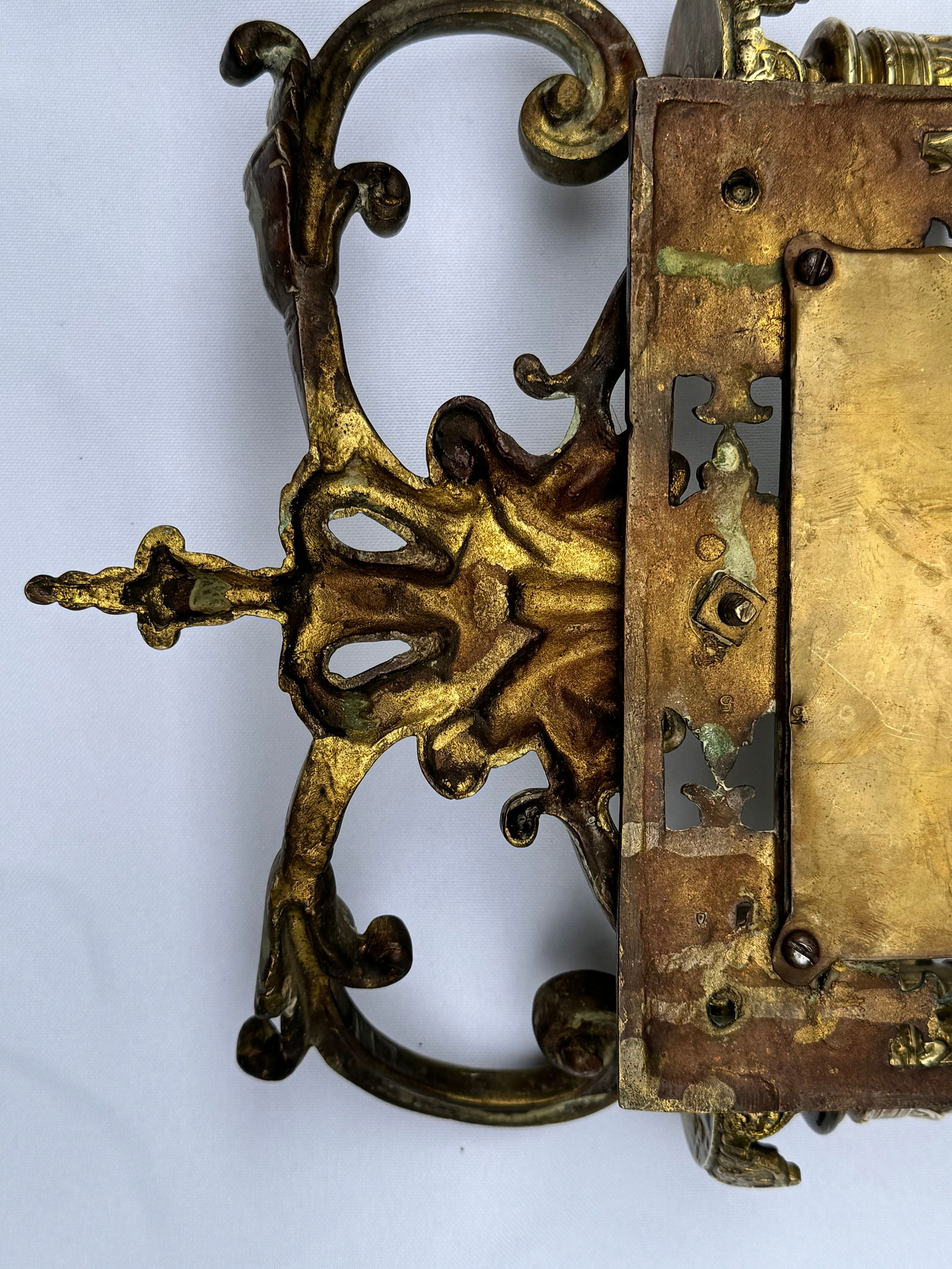 Pair of Mid 19th Century Renaissance Revival Brass Wall Sconce Mirrors - 3