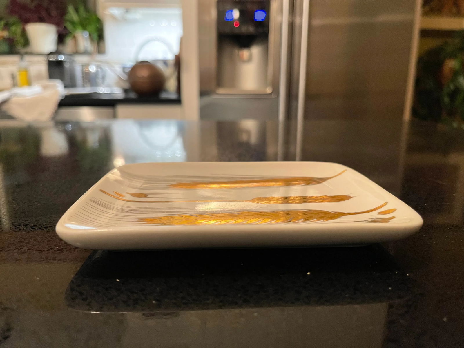 1980s Mid Century Piero Fornasetti Corn Husk Gold Leaf Trinket Tray - 2