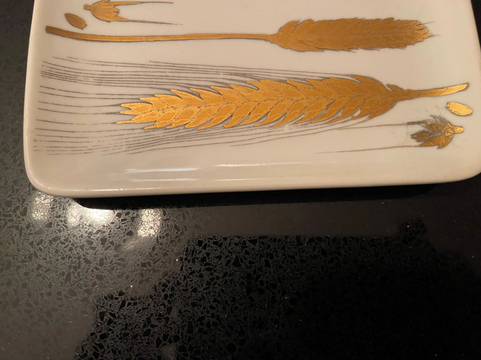 1980s Mid Century Piero Fornasetti Corn Husk Gold Leaf Trinket Tray - 3