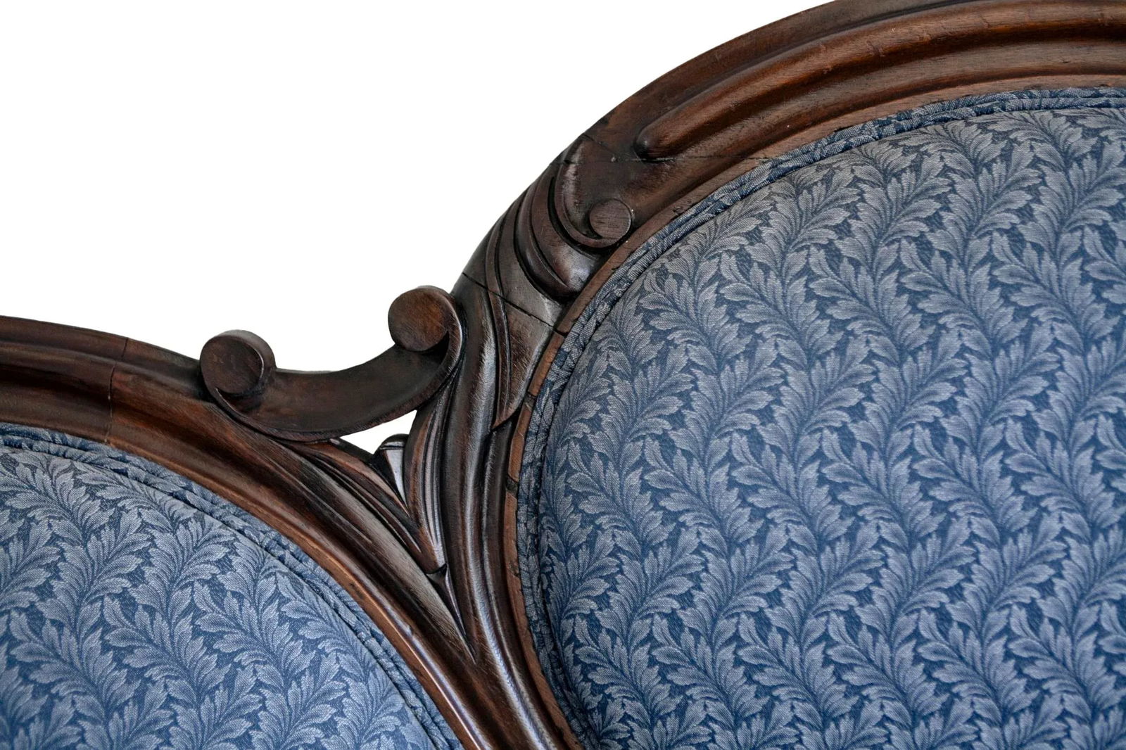 Early 1900s Victorian Ebonized Walnut Sofa in Blue - 2