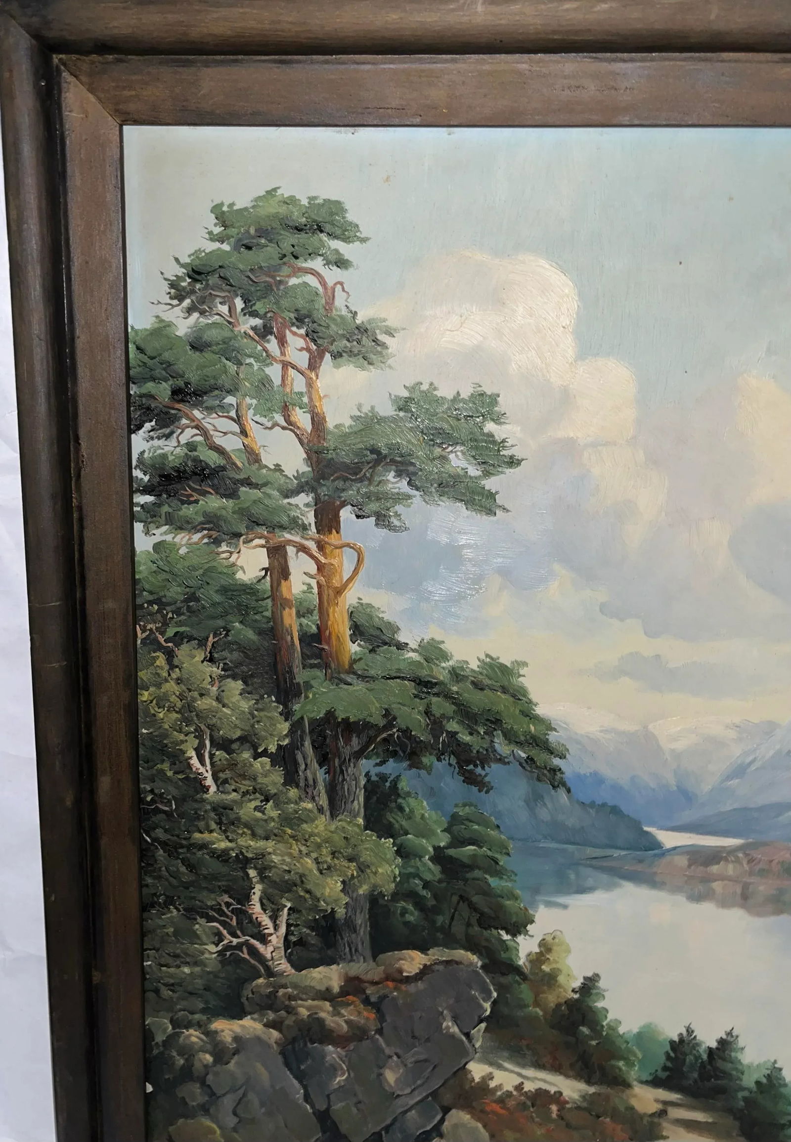 Jens Tvedt Large Oil on Masonite Painting of Mountain Lake & Mountain Scenery, Framed - 5