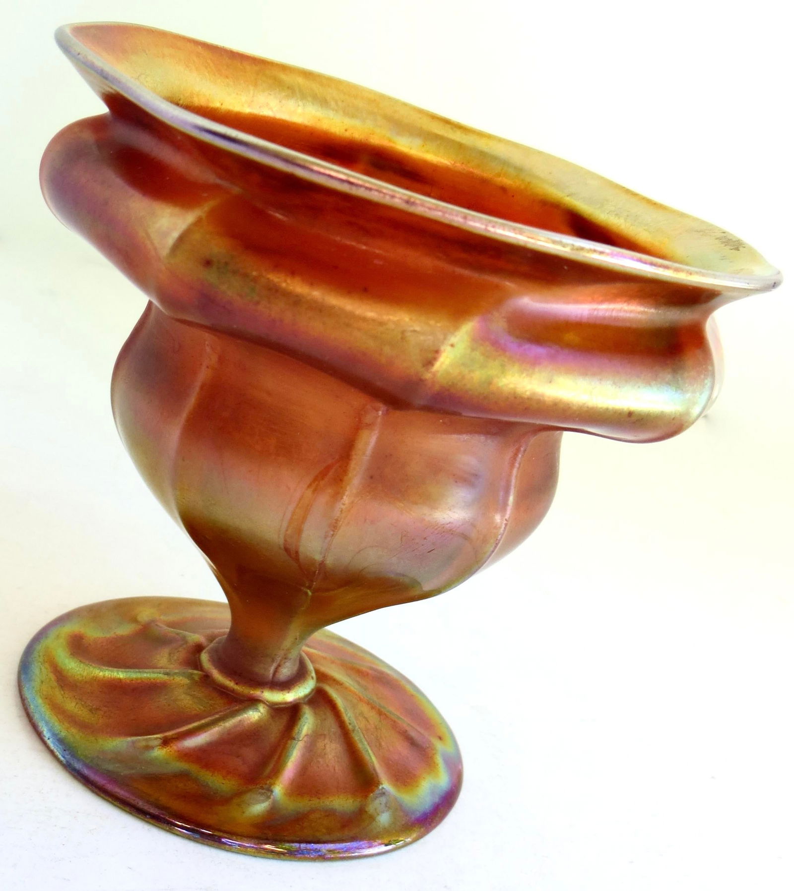 Amber "Sherbet" Favrile Glass Compote by Tiffany Signed Lct New York, Circa 1905 - 2