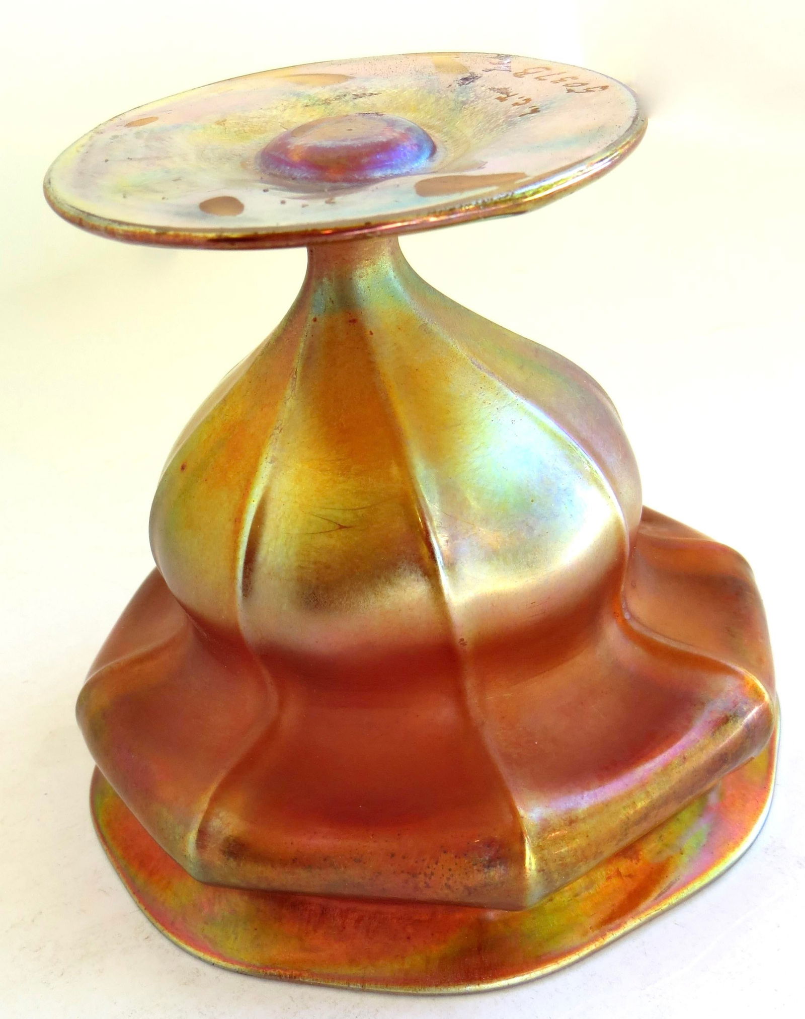 Amber "Sherbet" Favrile Glass Compote by Tiffany Signed Lct New York, Circa 1905 - 4