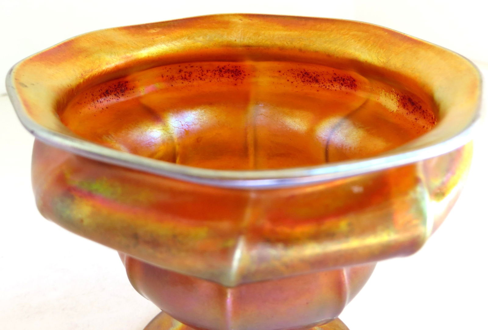 Amber "Sherbet" Favrile Glass Compote by Tiffany Signed Lct New York, Circa 1905 - 5