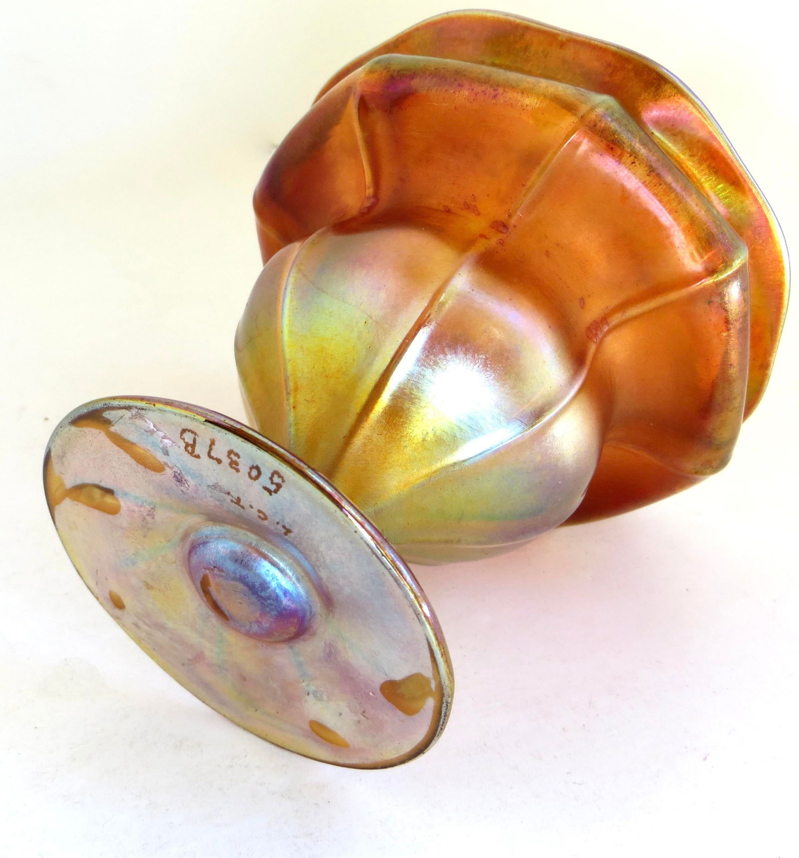 Amber "Sherbet" Favrile Glass Compote by Tiffany Signed Lct New York, Circa 1905 - 7