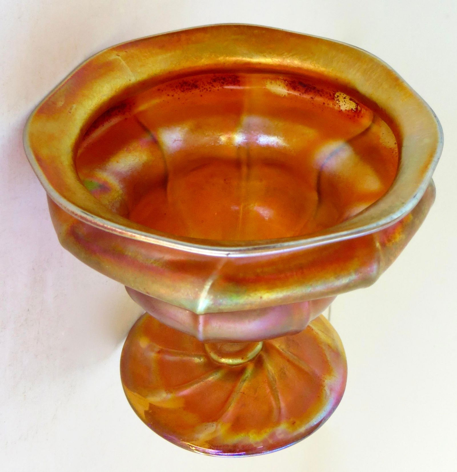 Amber "Sherbet" Favrile Glass Compote by Tiffany Signed Lct New York, Circa 1905 - 8
