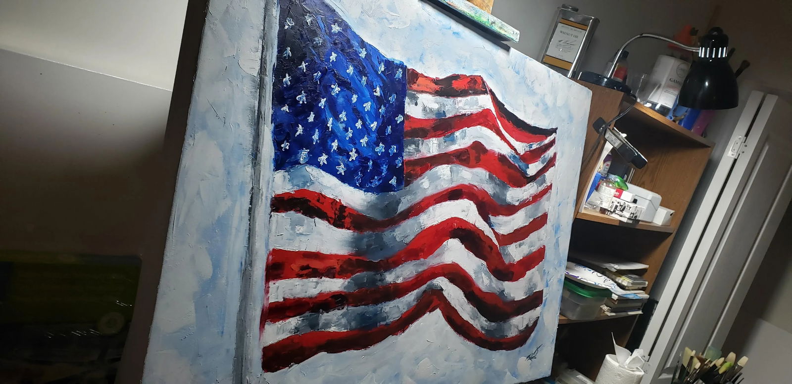 Stars and Stripes Modern Original American Flag Painting - 4