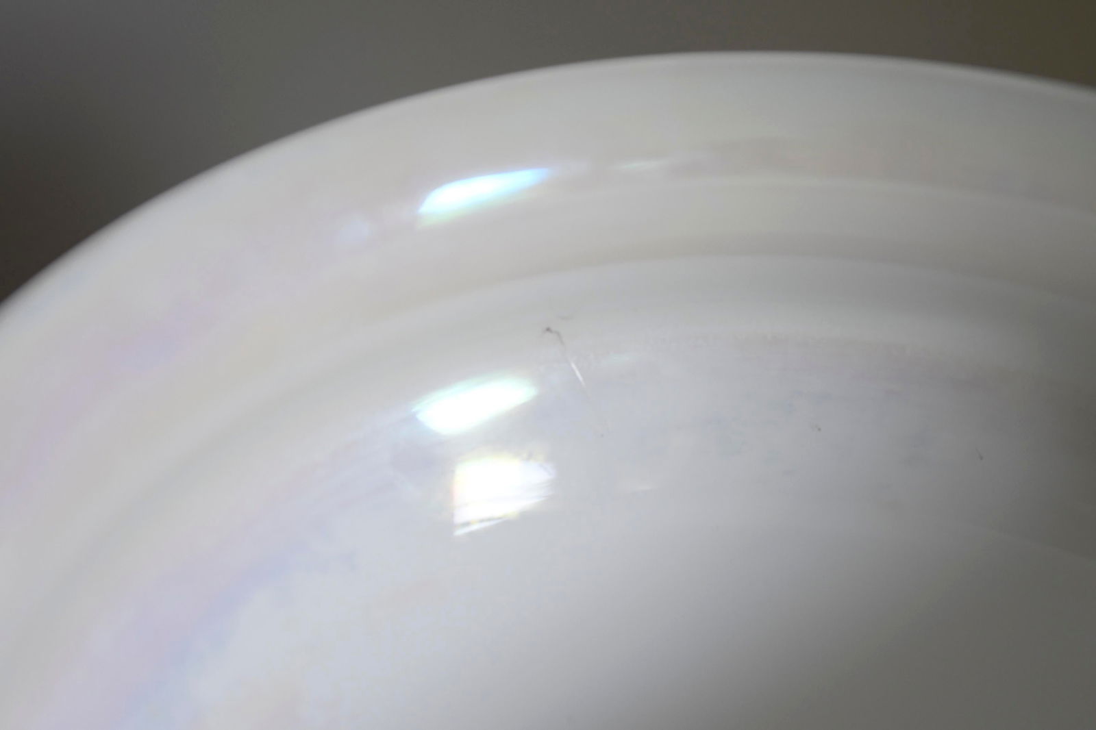 Large Handblown White Opaline Iridescent Glass Modernist Vase - 4