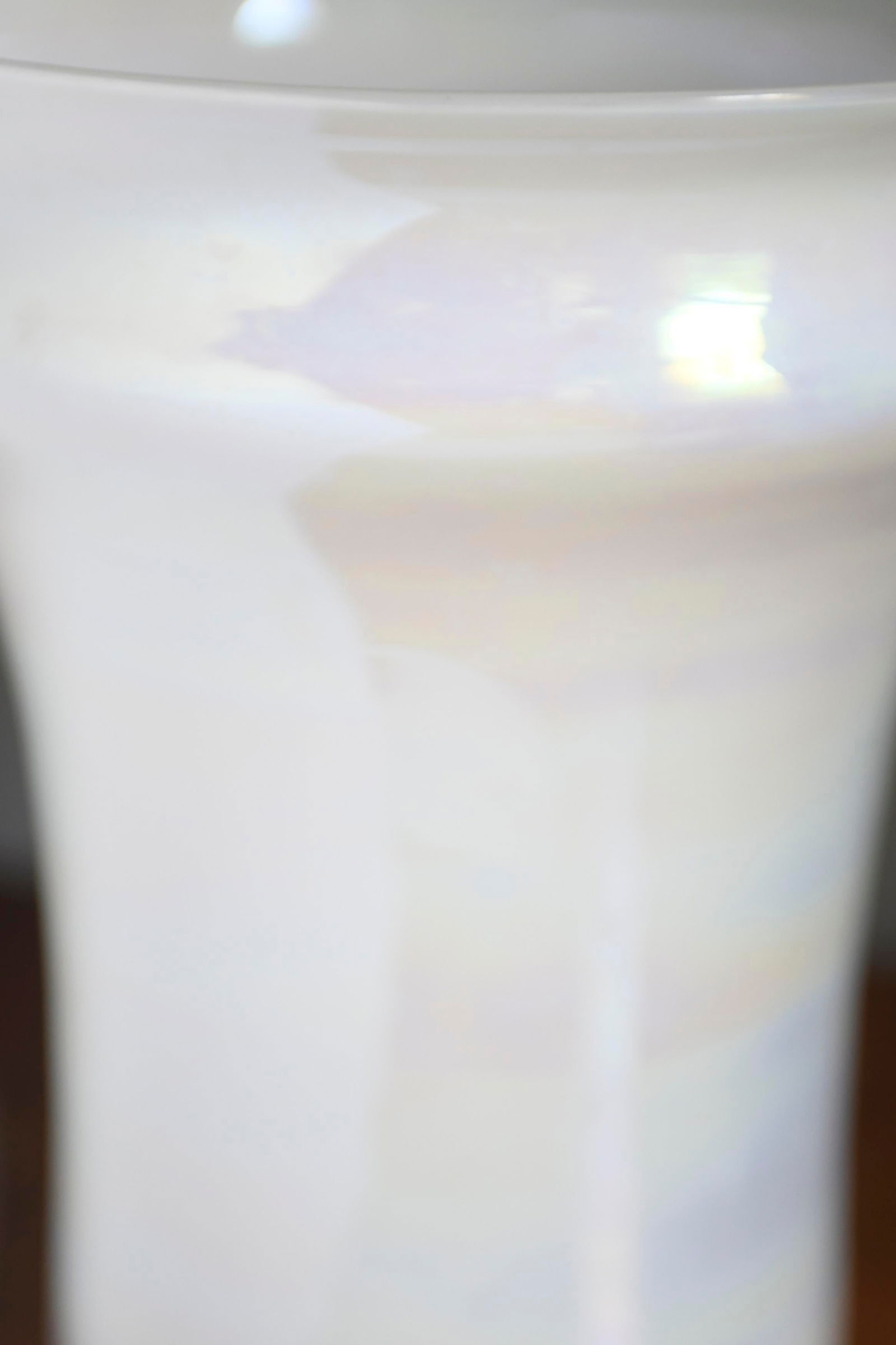 Large Handblown White Opaline Iridescent Glass Modernist Vase - 5